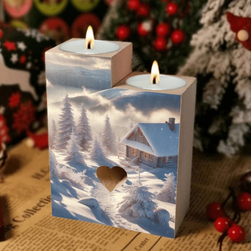 Cabin Candle Wooden Candle Holder (Without Candle)