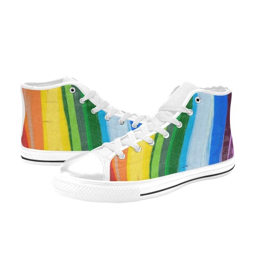 Rainbow High Tops - White base - Female Women's Classic High Top Canvas Shoes (Model 017)