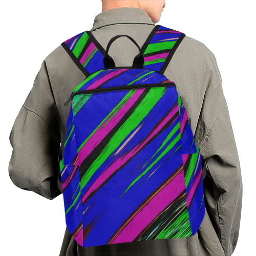 Diagonal Green Blue Purple And Black Abstract Art Lightweight Casual Backpack (Model 1730)