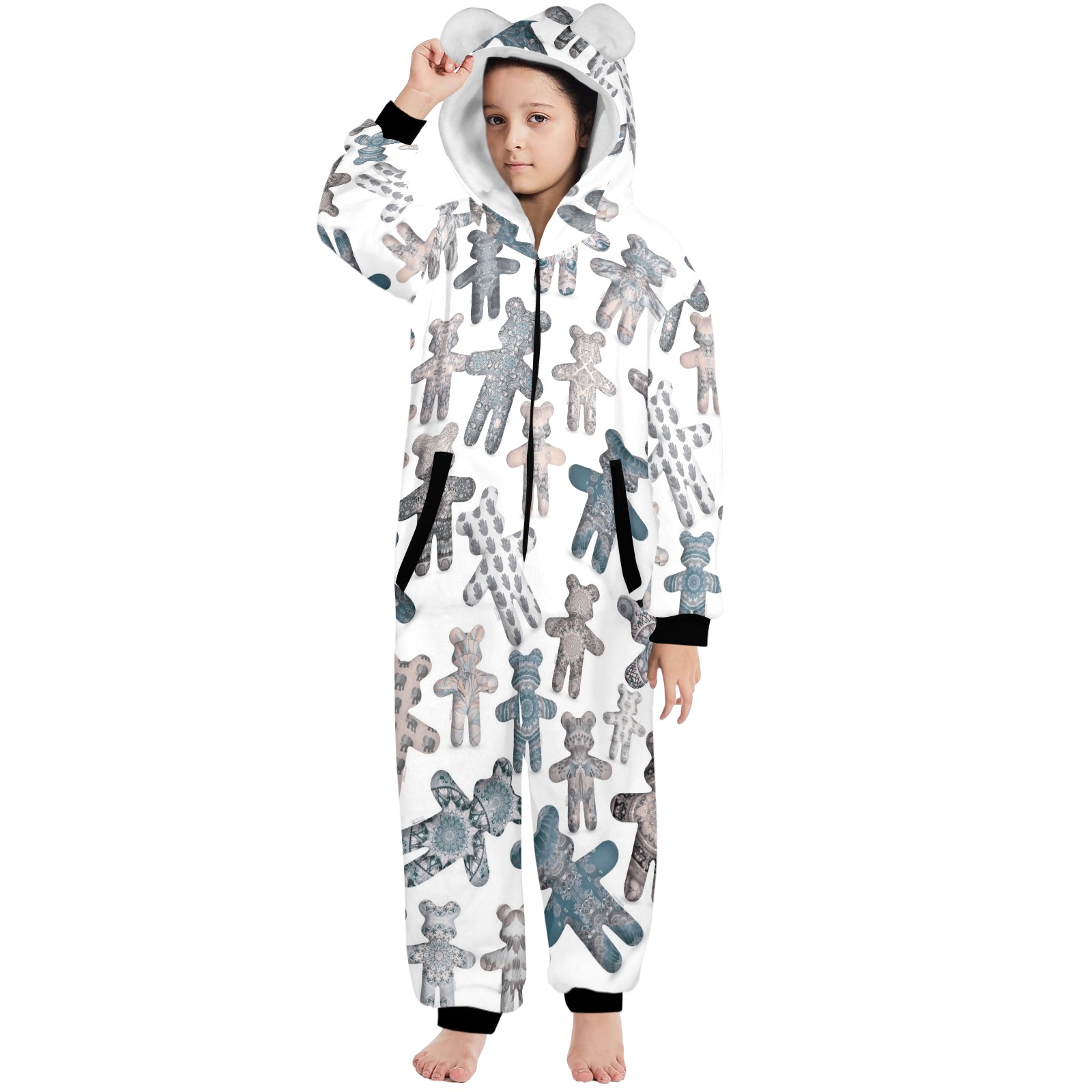 teddy bear assortiment 8 One-Piece Zip Up Hooded Pajamas for Big Kids