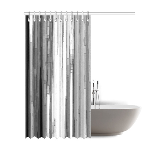 Greyscale Abstract B&W Art Shower Curtain 69"x84"
