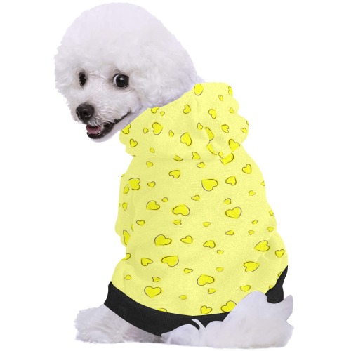 Yellow Hearts Floating on Yellow Pet Dog Hoodie