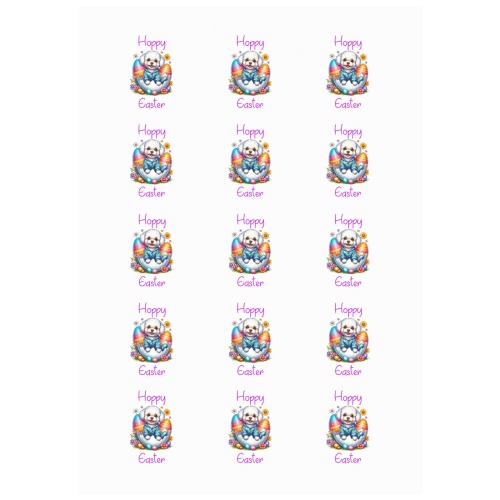 Hoppy Easter Bichon Frise Personalized Temporary Tattoo (15 Pieces)