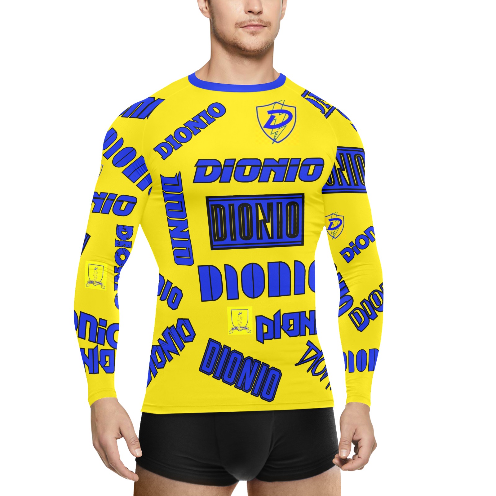 DIONIO Clothing Yellow ND Long Sleeve Swim Shirt (Yellow & Blue) Men