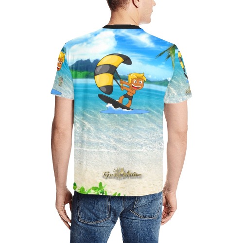 Kite Boarding Collectable Fly Men's All Over Print T-Shirt (Solid Color Neck) (Model T63)