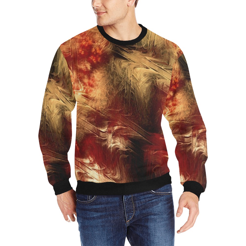 Abstract Men's Rib Cuff Crew Neck Sweatshirt (Model H34)