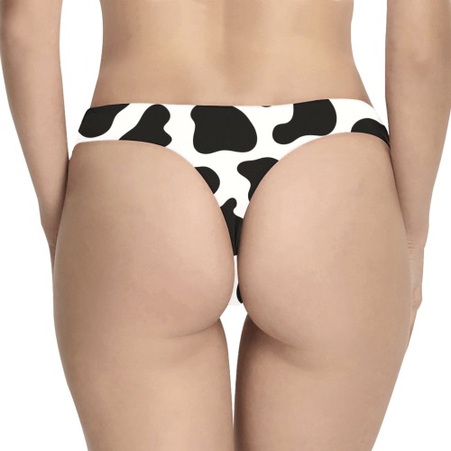 Cow Print Thong Women's All Over Print Thongs (Model L30)