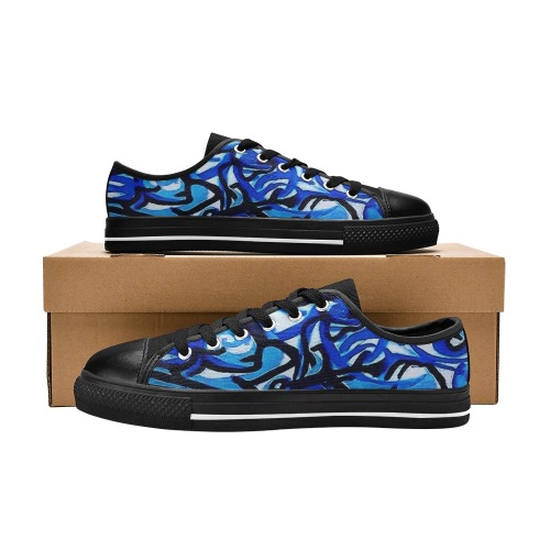 Blue Abstract Graffiti Clothing Range Men's Classic Canvas Shoes (Model 018)