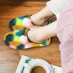 Dots colorful abstract Women's Non-Slip Cotton Slippers (Model 0602)