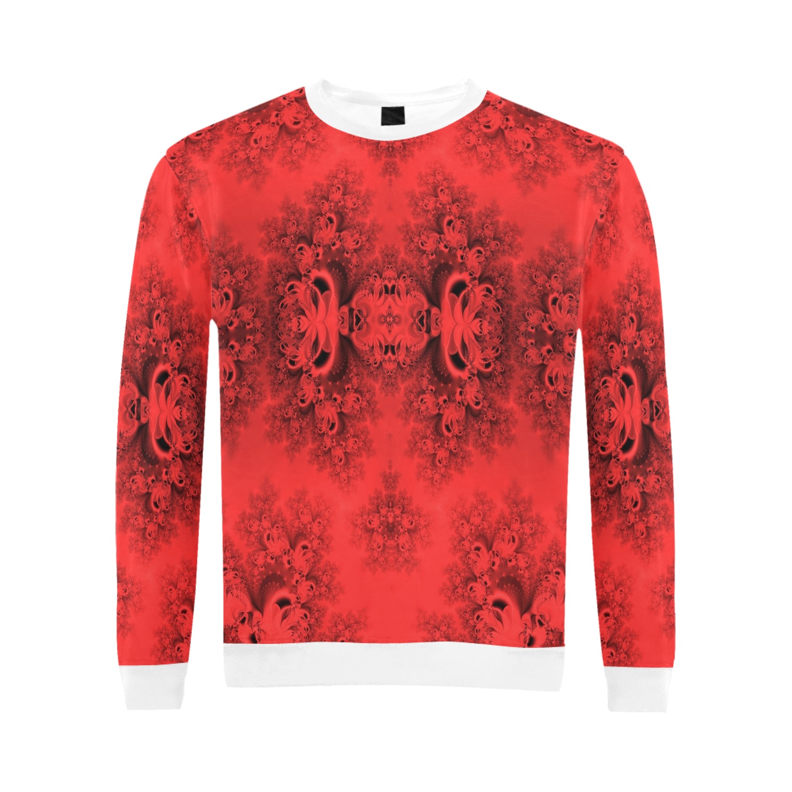 Autumn Reds in the Garden Frost Fractal All Over Print Crewneck Sweatshirt for Men (Model H18)