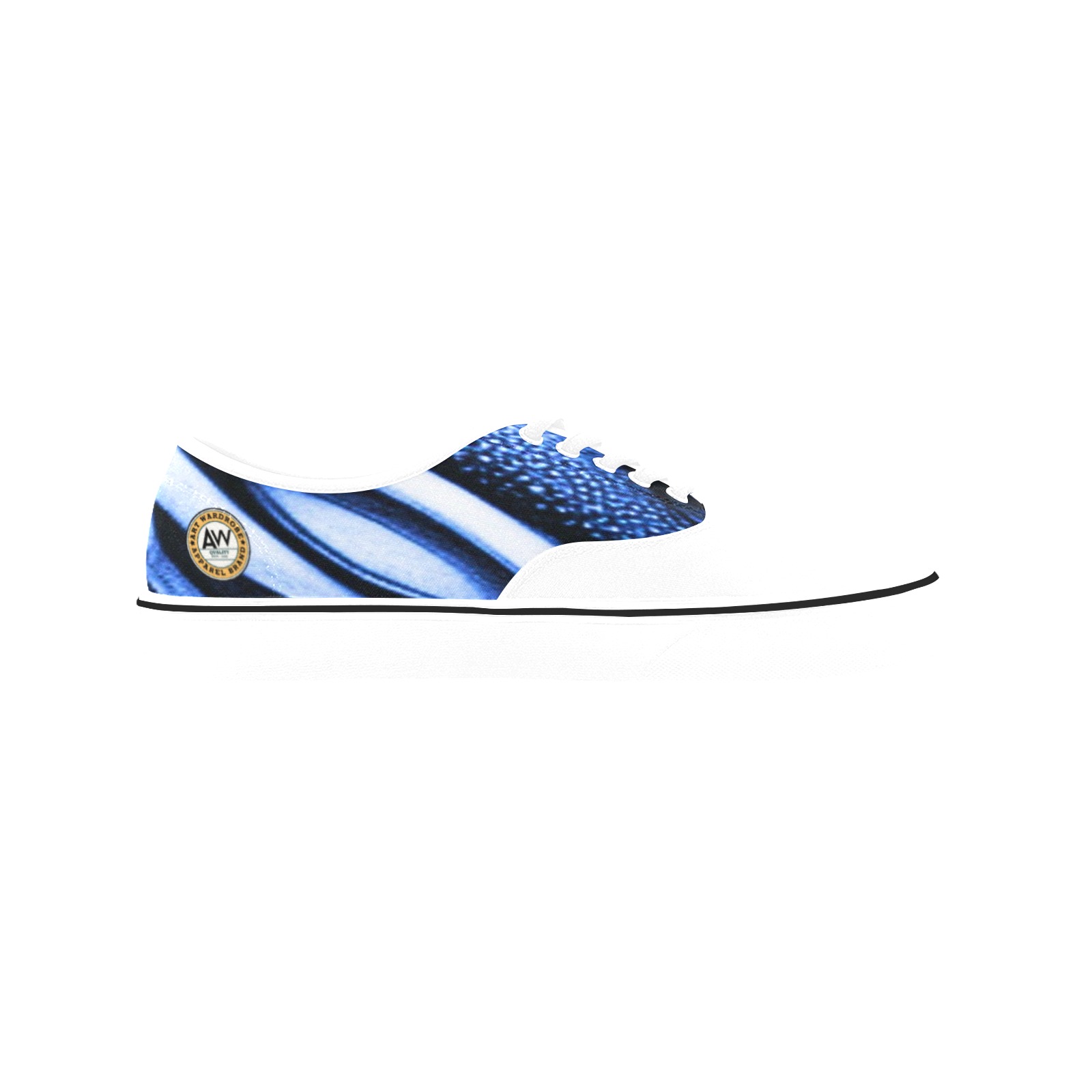 blue and white striped pattern Classic Women's Canvas Low Top Shoes (Model E001-4)