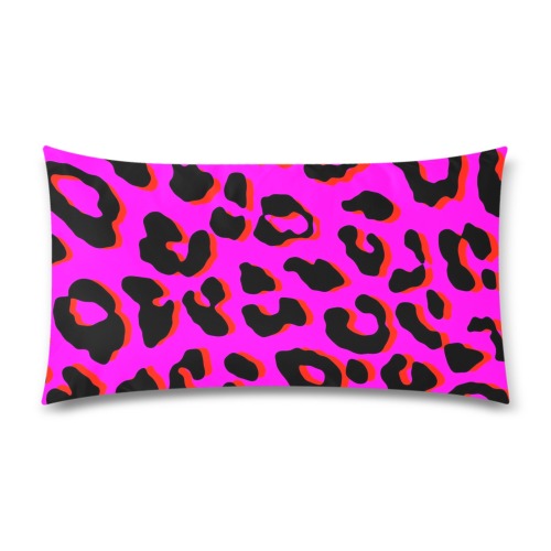 Leopard Print Pink Rectangle Pillow Case 20"x36"(Twin Sides)