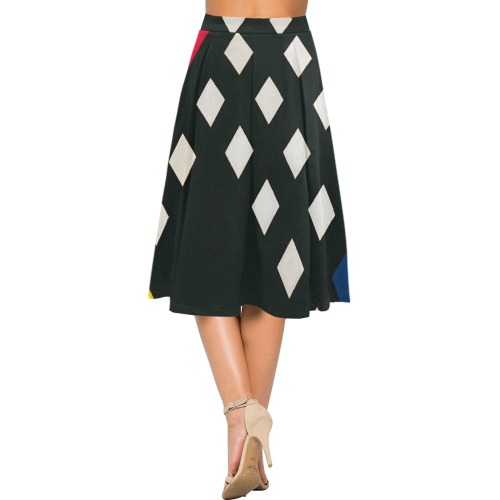 Counter-composition XV by Theo van Doesburg- Mnemosyne Women's Crepe Skirt (Model D16)