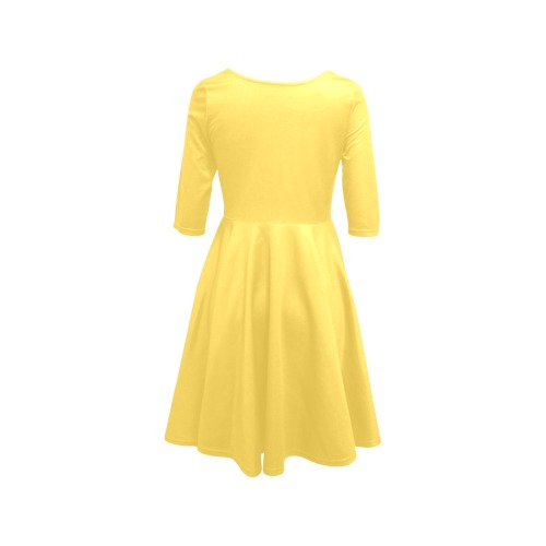 color mustard Half Sleeve Skater Dress (Model D61)