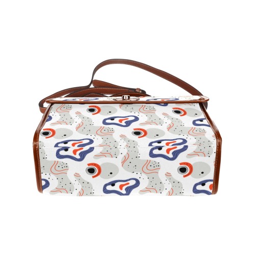 Elegant Abstract Mid Century Pattern Waterproof Canvas Bag-Brown (All Over Print) (Model 1641)