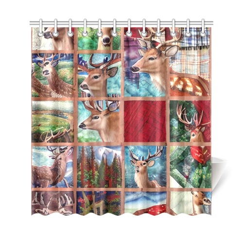Boho Aesthetic Simulated Quilt Artwork Shower Curtain 69"x72"