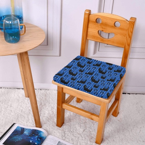 Horse and Shoe in Blue Rectangular Seat Cushion