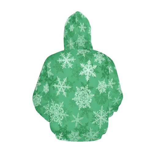 Snowflakes Green All Over Print Hoodie for Men (USA Size) (Model H13)