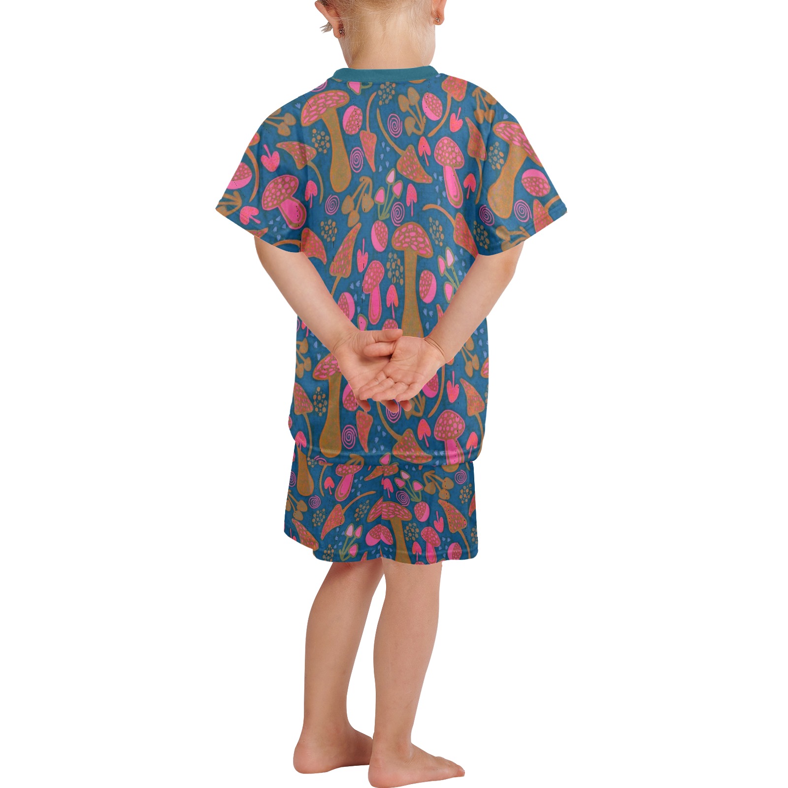 Unique Mushroom Pattern Little Girls' Short Pajama Set