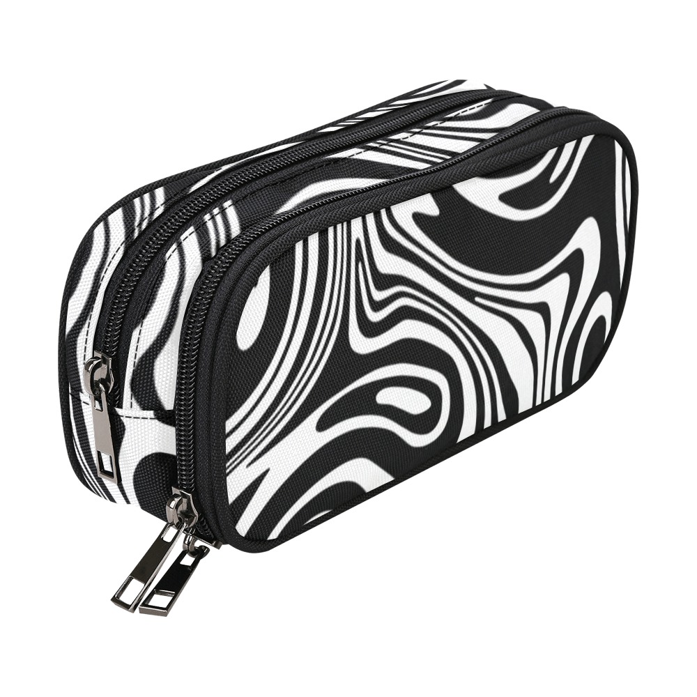 Black and White Marble Pencil Pouch/Large (Model 1680)