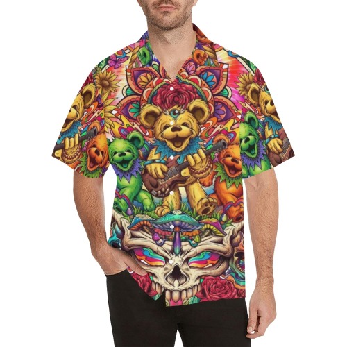 Bears and Skull Hawaiian Shirt with Merged Design (Model T58)