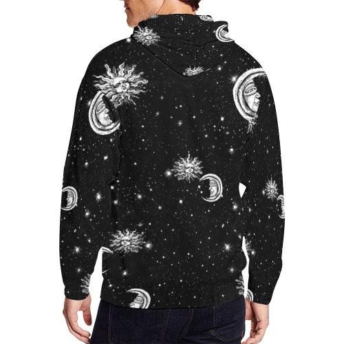 Stars Moon Sun in the Universe All Over Print Full Zip Hoodie for Men (Model H14)