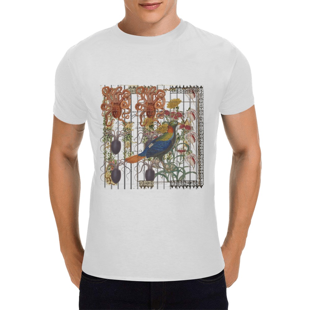 the bird with the funny hairdo and octopuses 3 Men's T-Shirt in USA Size (Front Printing Only)