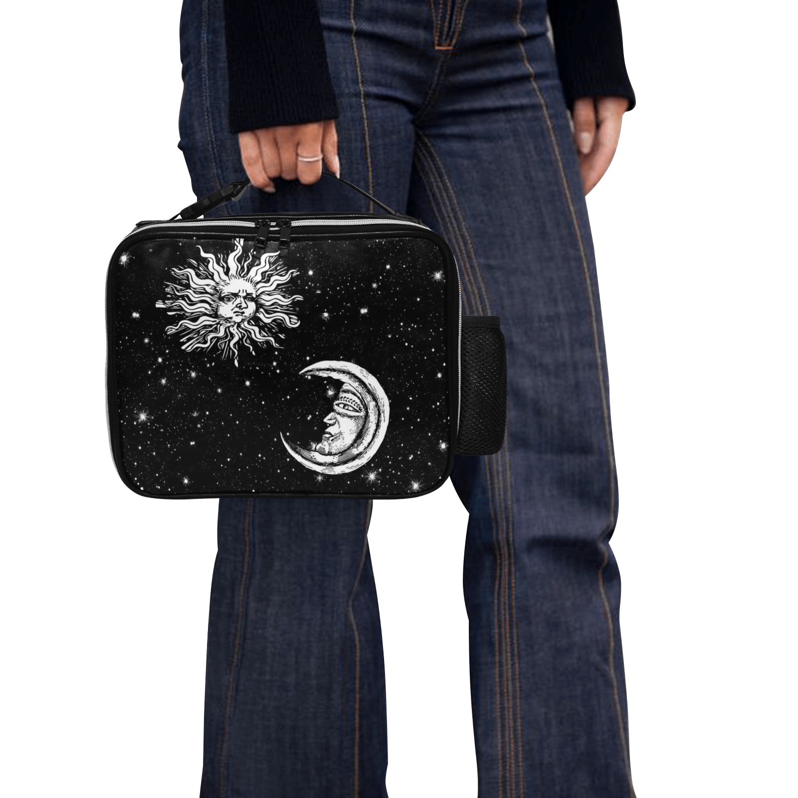 Mystic Stars, Moon and Sun PU Leather Lunch Bag (Model 1723)