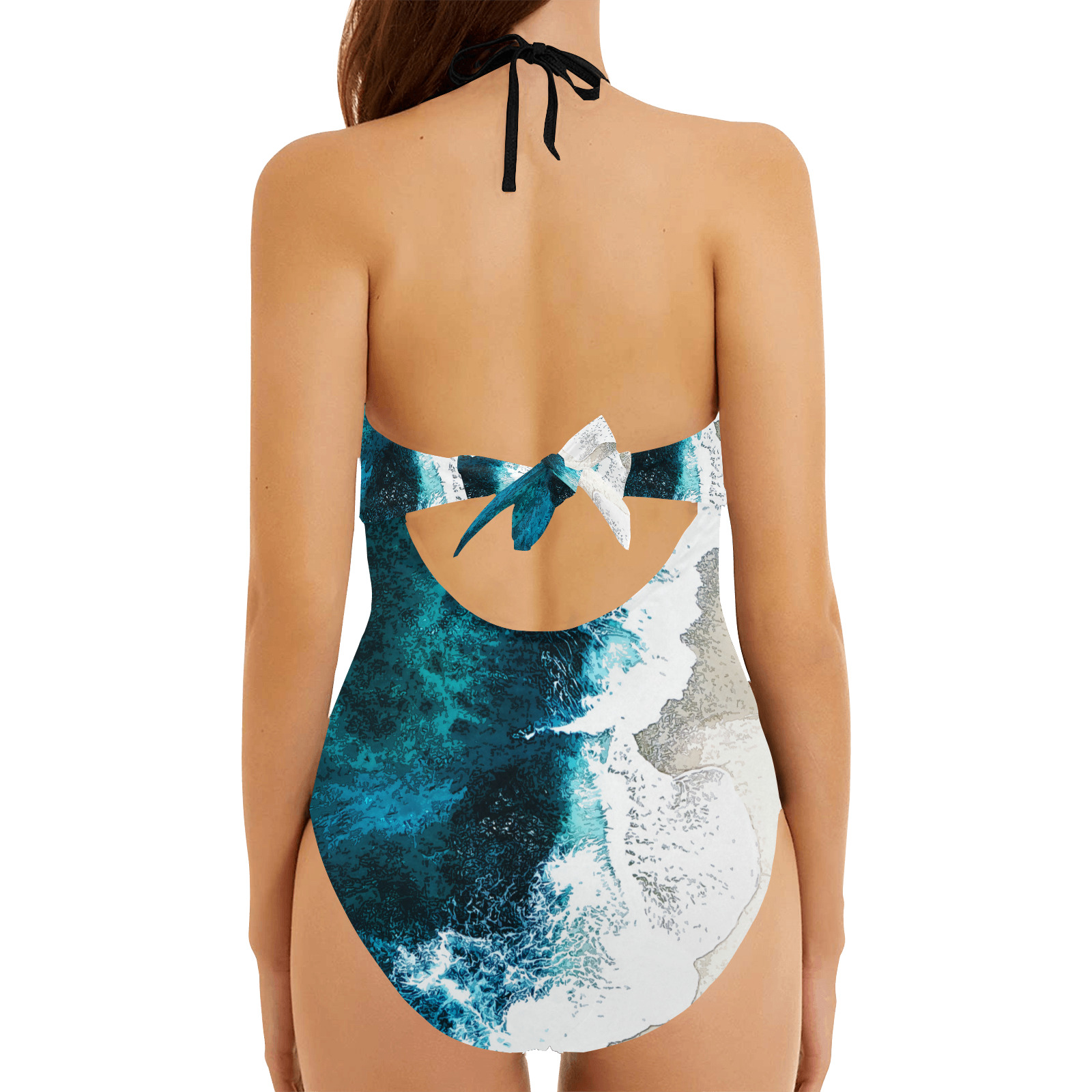 Ocean And Beach Backless Hollow Out Bow Tie Swimsuit (Model S17)