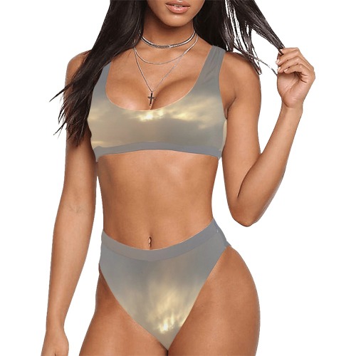 Cloud Collection Sport Top & High-Waisted Bikini Swimsuit (Model S07)