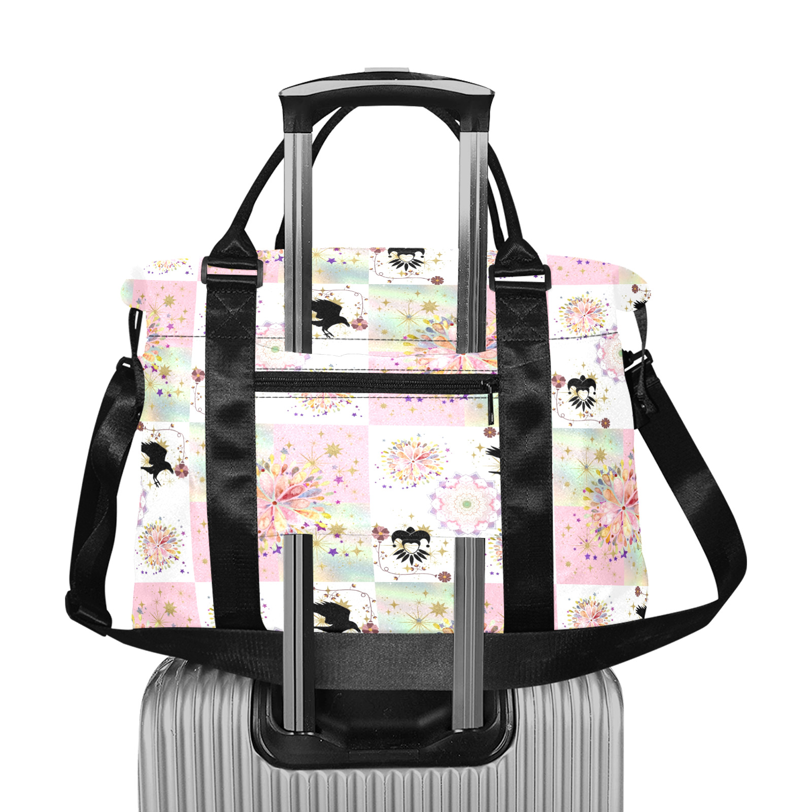 Secret Garden With Harlequin and Crow Patch Artwork Large Capacity Duffle Bag (Model 1715)