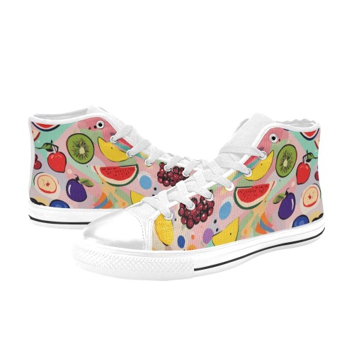 Colorful summer fruits. Positive fantasy art. Women's Classic High Top Canvas Shoes (Model 017)
