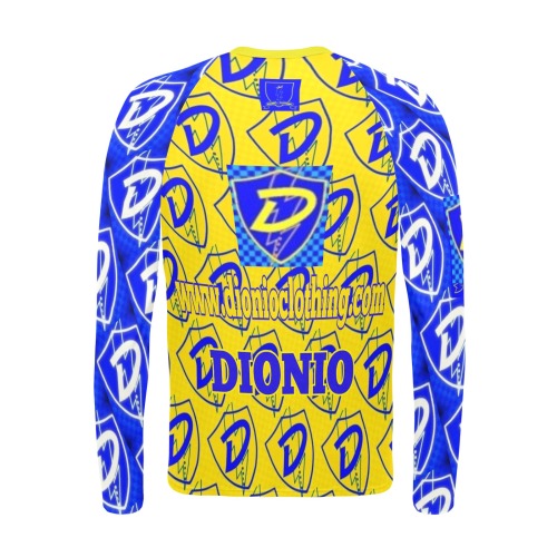 DIONIO Clothing - Blue ,Yellow & White Long Sleeve Swim Shirt (Blue & Yellow Shield Logo) Men's Long Sleeve Swim Shirt (Model S39)