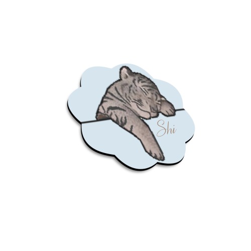 baby tiger sleeping Shi is Chinese for baby lion Flower-Shaped Fridge Magnet