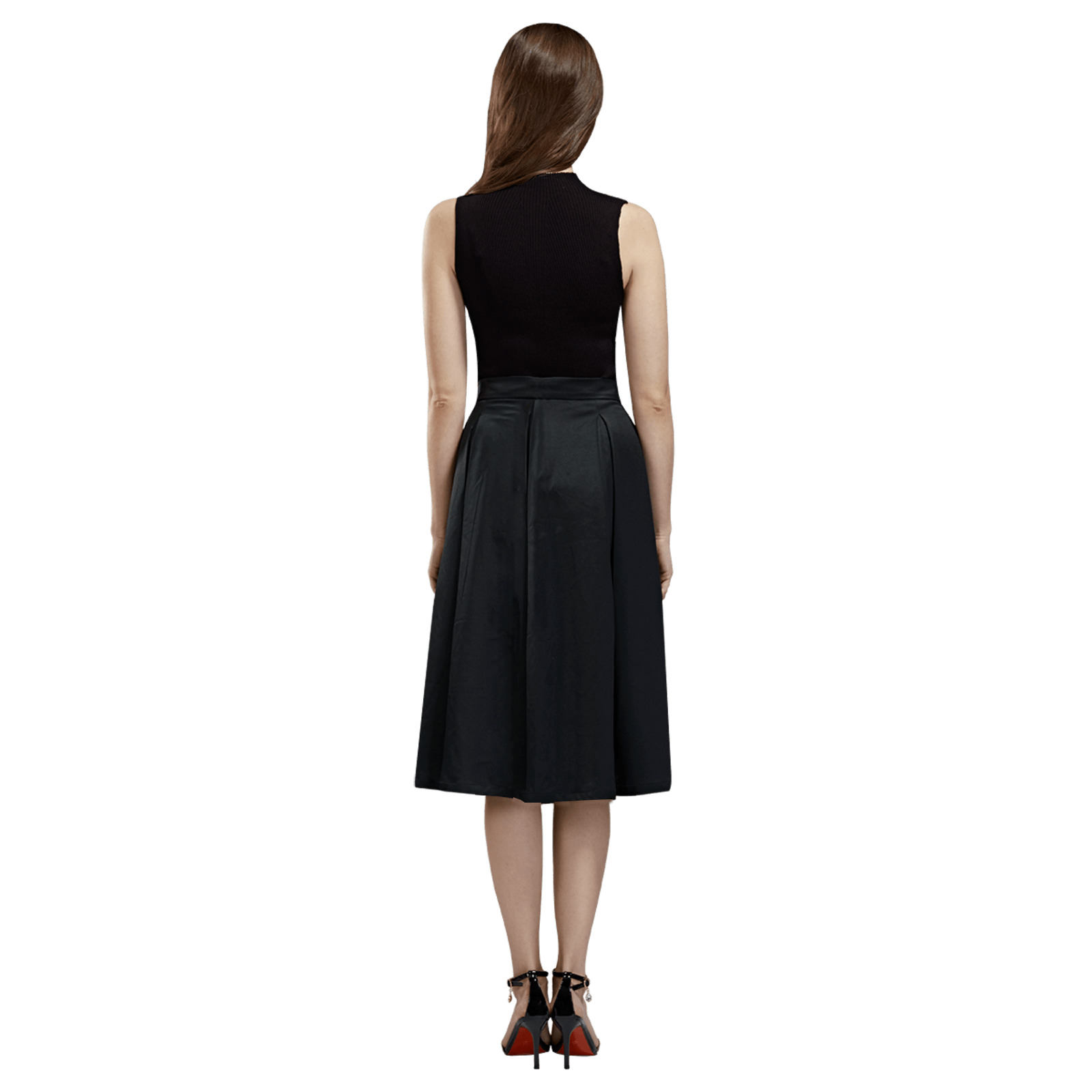 MNEMOSYNE Black Mnemosyne Women's Crepe Skirt (Model D16)