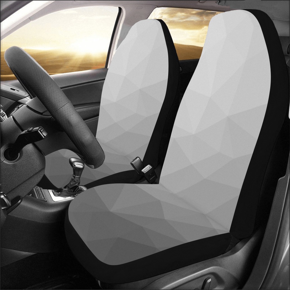 Grey Gradient Geometric Mesh Pattern Car Seat Covers (Set of 2)