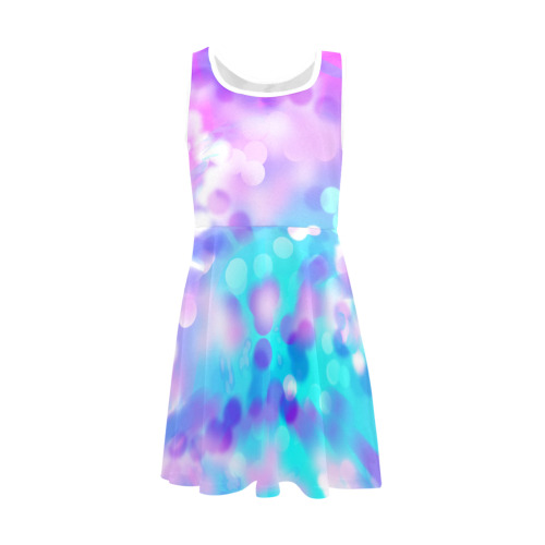 Purple And Blue Bokeh 7518 Girls' Sleeveless Sundress (Model D56)