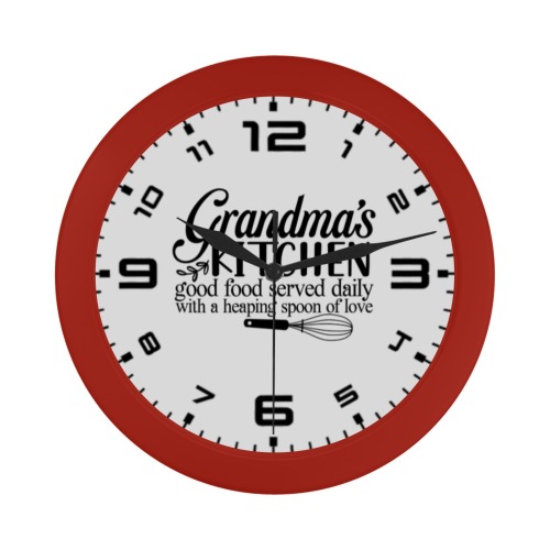 Grandmas kitchen good food served daily with a heaping spoon of love (R) Circular Plastic Wall clock