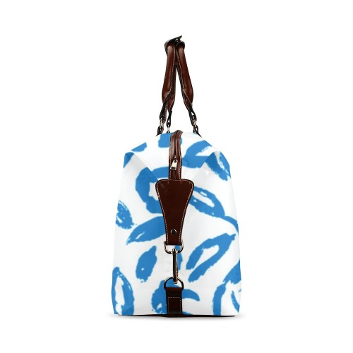 Blue Floral Print Classic Travel Bag (Model 1643) Remake