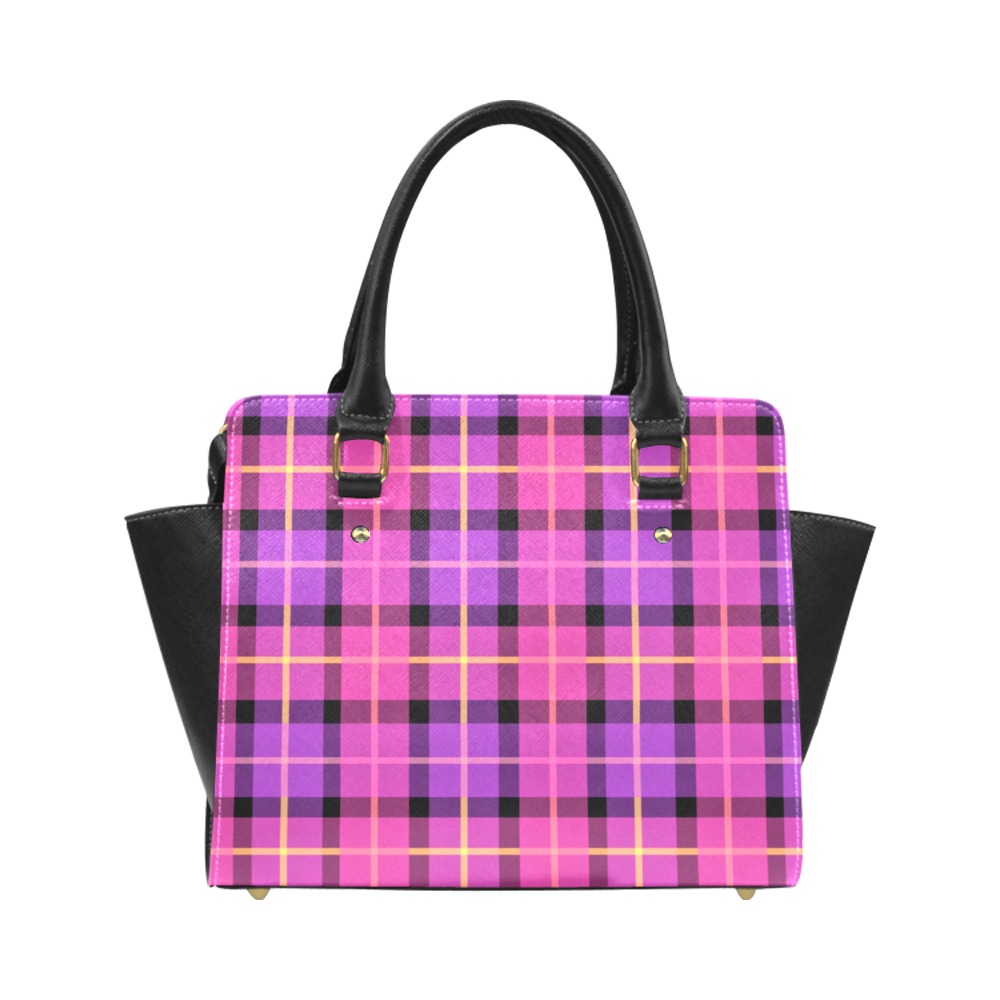 Plaid in Pink and Purple Classic Shoulder Handbag (Model 1653)