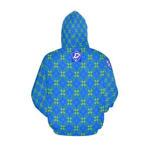 DIONIO Clothing - ATHLETICS Hoodie ( Blue & Green) All Over Print Hoodie for Men (USA Size) (Model H13)