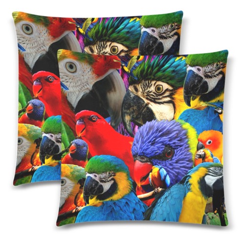 PARROTS Custom Zippered Pillow Cases 18"x 18" (Twin Sides) (Set of 2)
