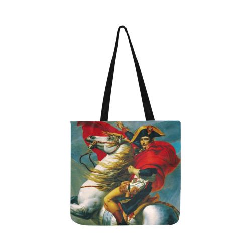 First Remastered Version of Napoleon Crossing The Alps by Jacques-Louis David Reusable Shopping Bag Model 1660 (Two sides)