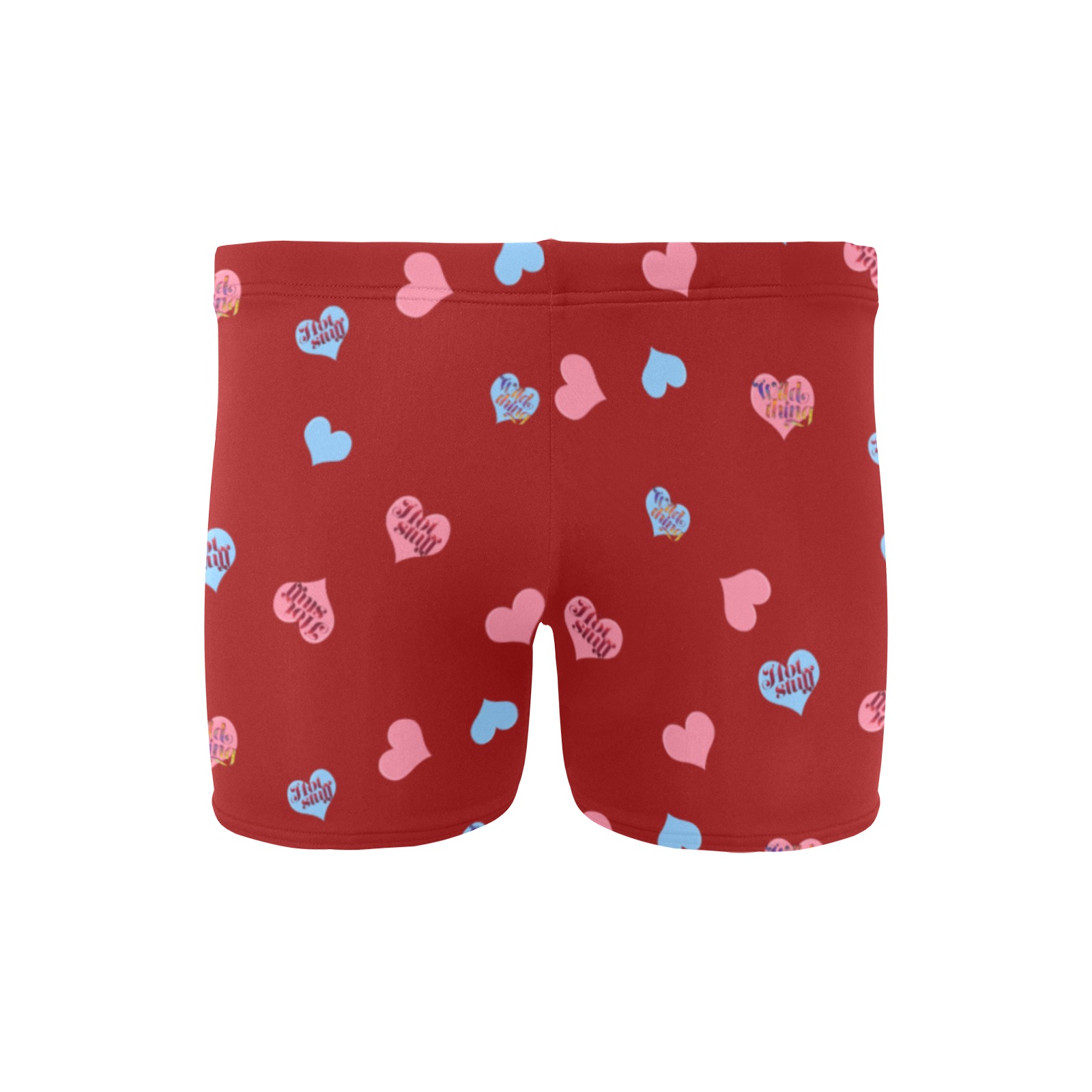 Wild Thing Hot Stuff Hearts on Red Men's Swimming Trunks (Model L60)