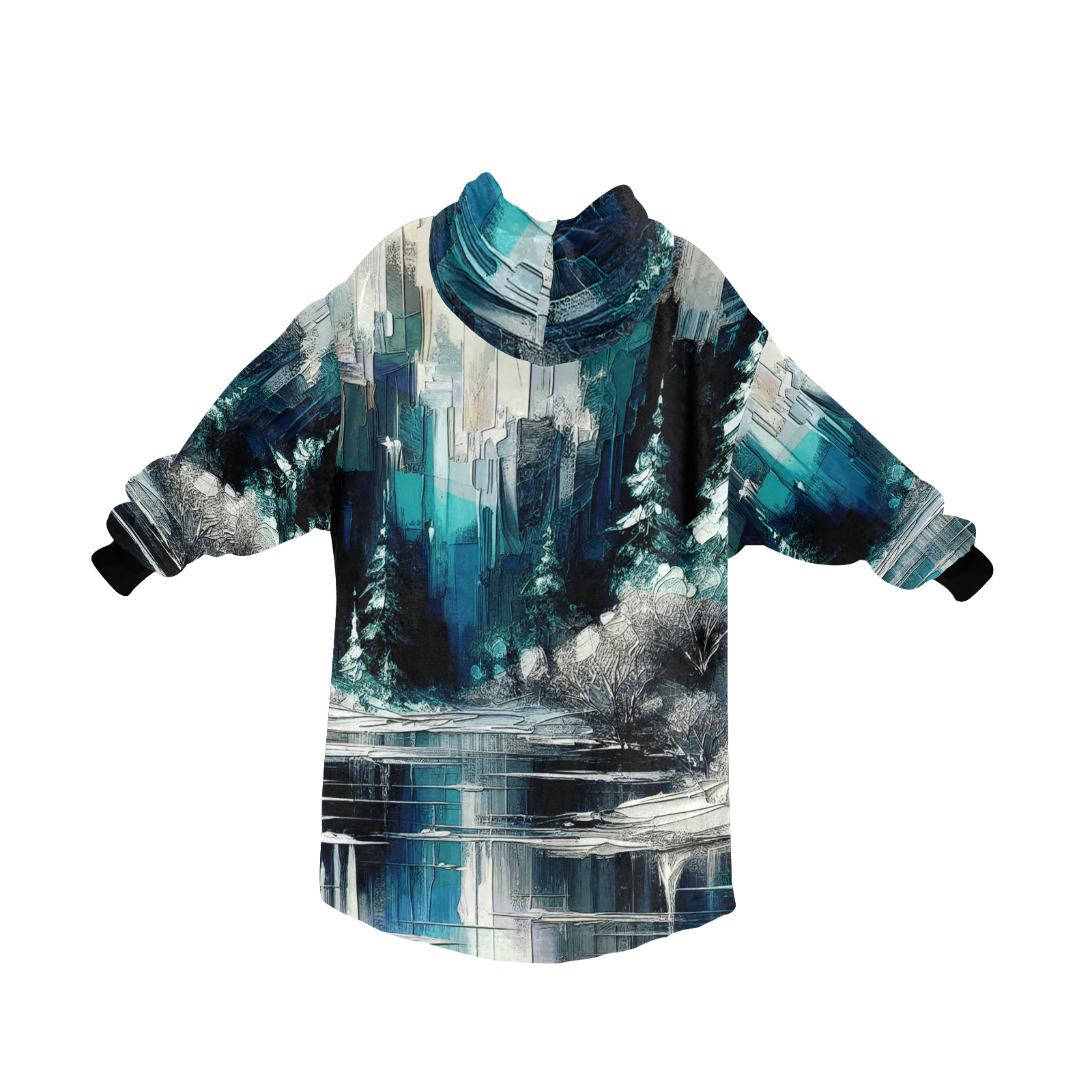 Painted City Winter Scene 1006 Blanket Hoodie for Women