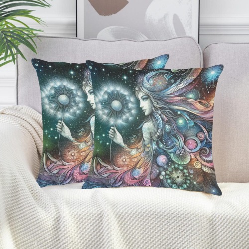 Dandelion Dreams Linen Zippered Pillowcase 18"x18"(Two Sides&Pack of 2)