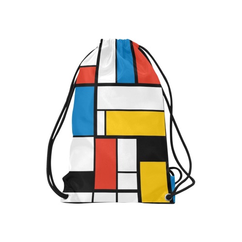 Mondrian De Stijl Modern Small Drawstring Bag Model 1604 (Twin Sides) 11"(W) * 17.7"(H)