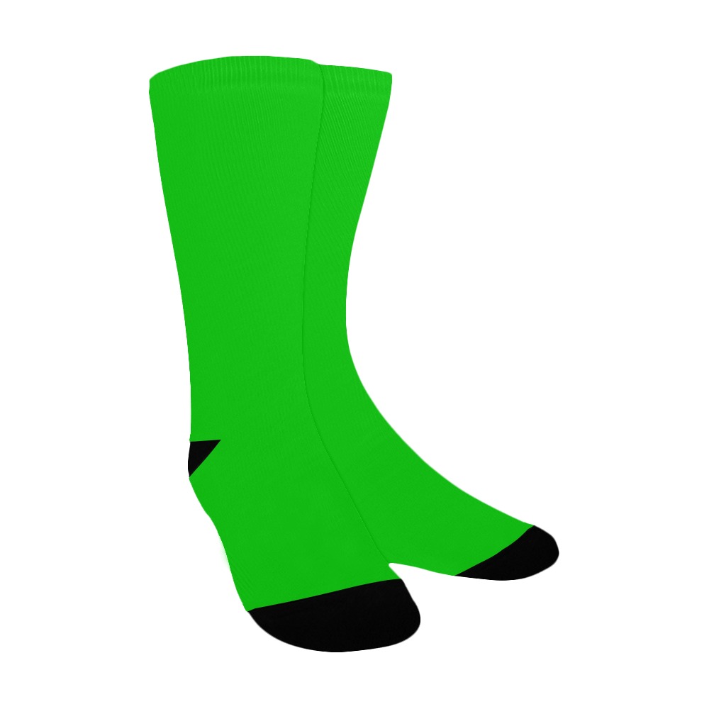 Merry Christmas Green Solid Color Women's Custom Socks