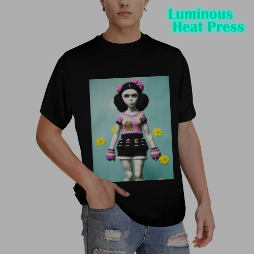 ghost knit crochet girl Men's Glow in the Dark T-shirt (Front Printing)