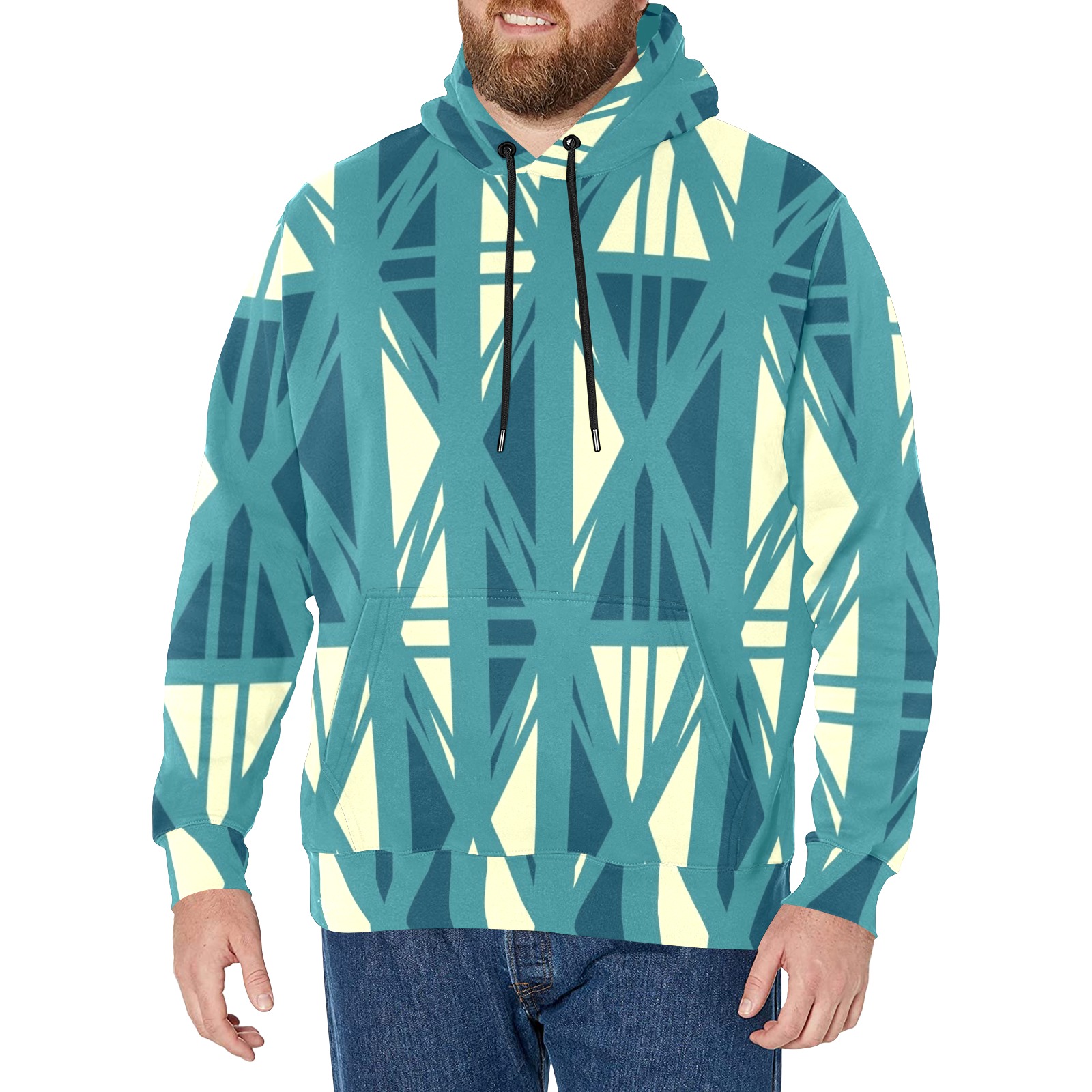 Trendy Geometric Tribal Men's Long Sleeve Fleece Hoodie (Model H55)